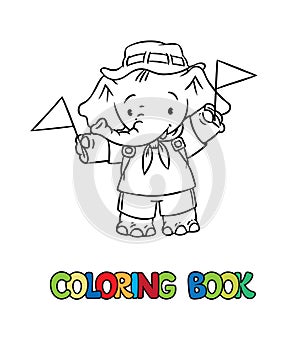 Little baby elephant. Scout camp coloring book