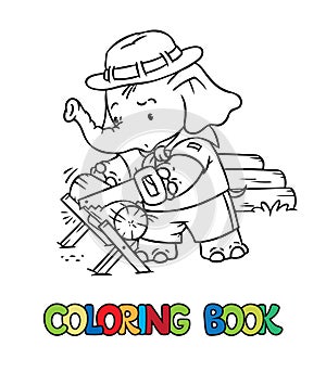 Little baby elephant. Scout camp coloring book