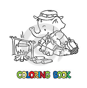 Little baby elephant. Scout camp coloring book