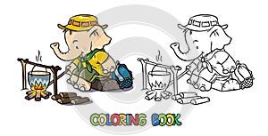 Little baby elephant. Scout camp coloring book