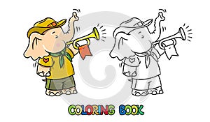 Little baby elephant. Scout camp coloring book