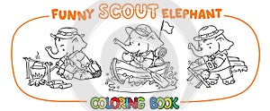 Little baby elephant. Scout camp Coloring book set