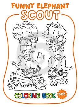 Little baby elephant. Scout. Coloring book set