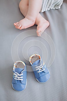 little baby feet bed delicate textile conceptual