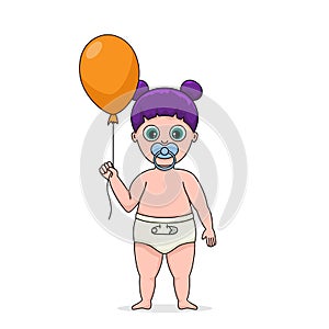Little Baby Girl with Balloon