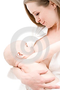Malý dieťa prsia kŕmenie 