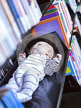 Little baby in library