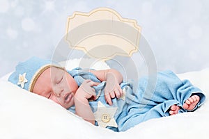 Little baby newborn sleeping and dreaming