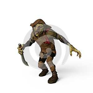 The little bad Goblin. 3D Illustration