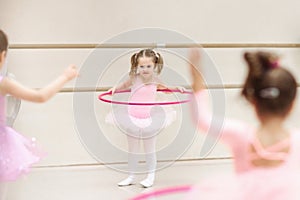 Little ballerina at ballet class