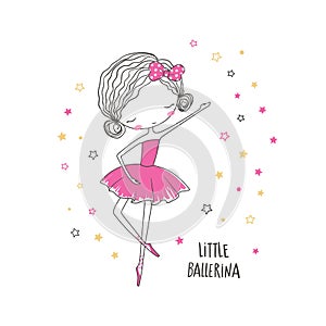 Little ballerina. Fashion illustration for clothing