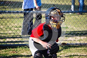 Little baseball catcher