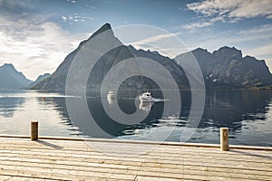 Little bay in island Sakrisoy in Lofoten islands, Norway