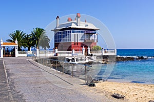 Little beach and building in Arrieta, Lanzarote photo