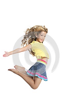 Little beautiful girl jumping