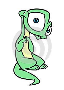 Little beautiful green lizard illustration cartoon character