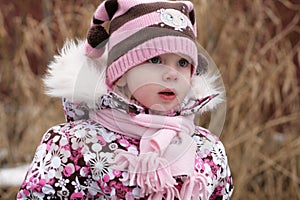 Little beauty girl slightly frozen