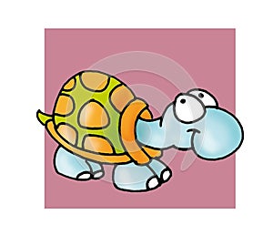 Little beyond the Turtle Color illustration humorist button or icon