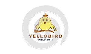 Little bird or cheeper or nestling or poult  cute cartoon colorful logo icon illustration vector