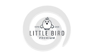 Little bird or cheeper or nestling or poult cute cartoon line logo icon illustration vector