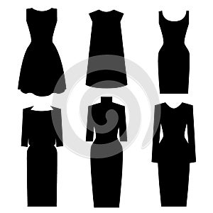 Little Black Dress Designs. Vector set