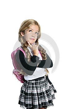 Little blond school girl backpack