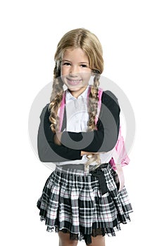 Little blond school girl with handbag