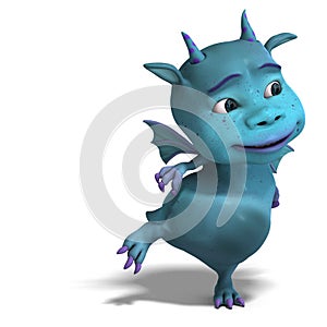 Little blue cute toon dragon devil