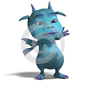 Little blue cute toon dragon devil