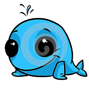 Little blue whale animal character illustration cartoon
