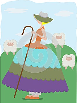 Little Bo Peep with sheeps