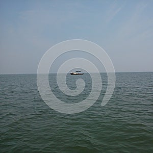 little boat in the Poyang lake