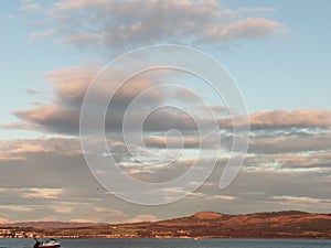 Little boat on river in Greenock Scotland gorgeous scenery