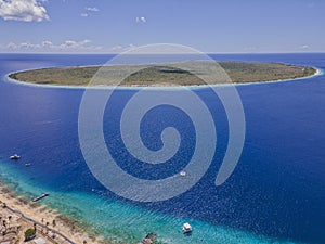 Little Bonaire island seen from an aerial view.