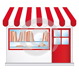Little boulangerie. Cute convenience store. Vector bakery illustration.