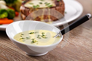 Little Bowl of Bearnaise Sauce. High quality photo. photo