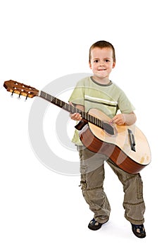 Little boy with acoustic guitar