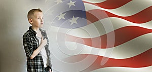 Little boy and American flag