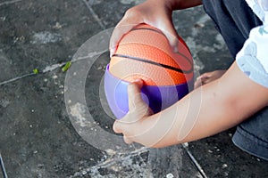 Little boy with basketball