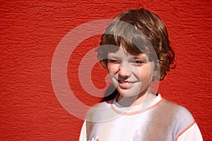 Little boy blinking photo