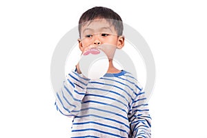 Little boy blow up balloon