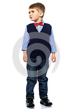 Little boy in blue vest