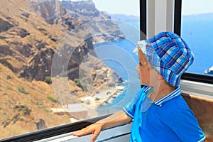 Little boy in cable car