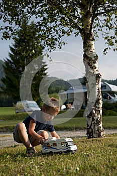Little boy at camping site