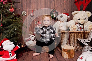 Little boy in a Christmas atmosphere