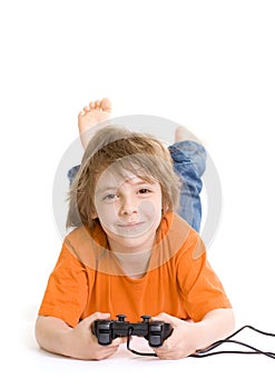 Little boy with console controller