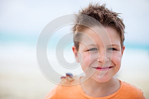 Little boy with a crab