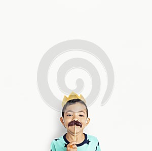 Little Boy With Crown Moustache Costume Studio