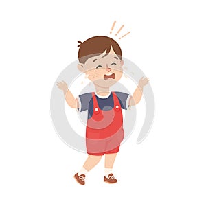 Little Boy Crying Out Loud Feeling Unhappy Vector Illustration