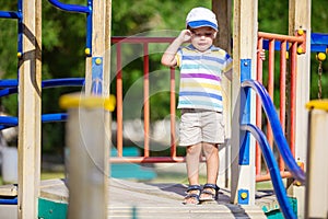 Little boy crying on playground